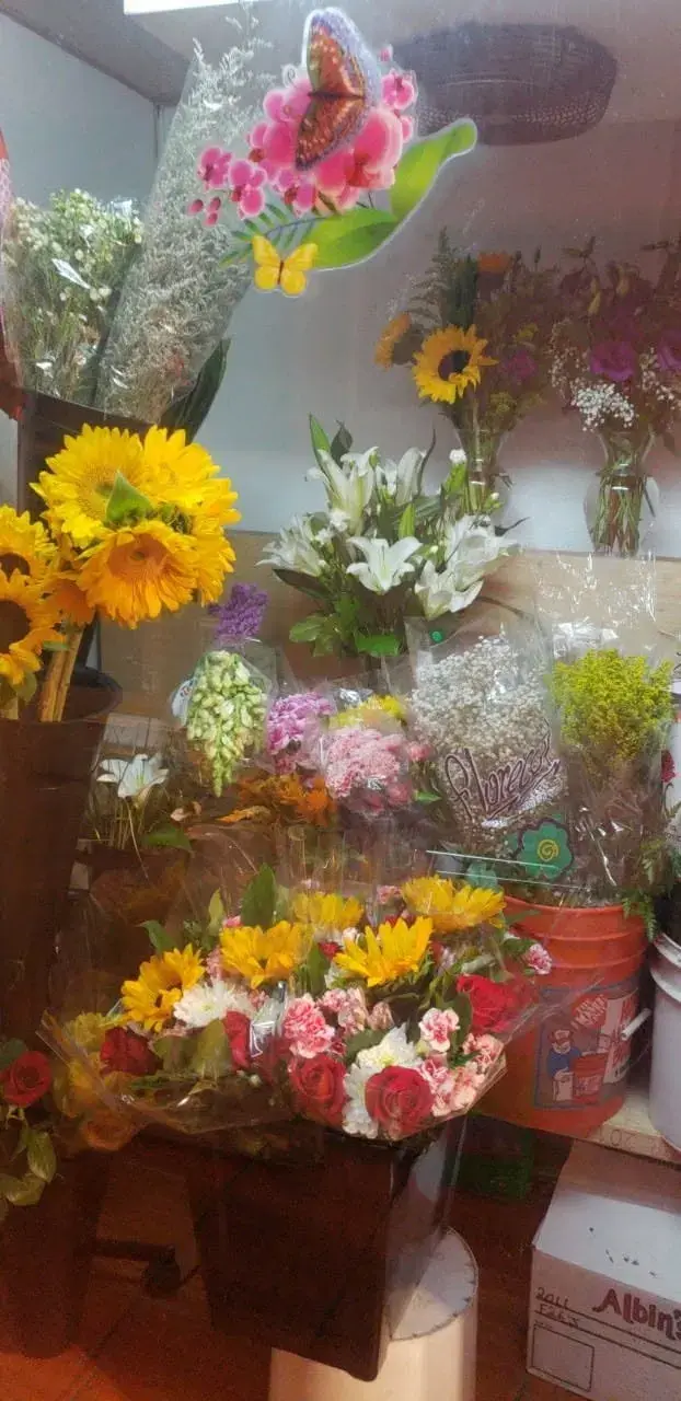 Inside Rubidoux Flower & Gift Shop with sunflowers