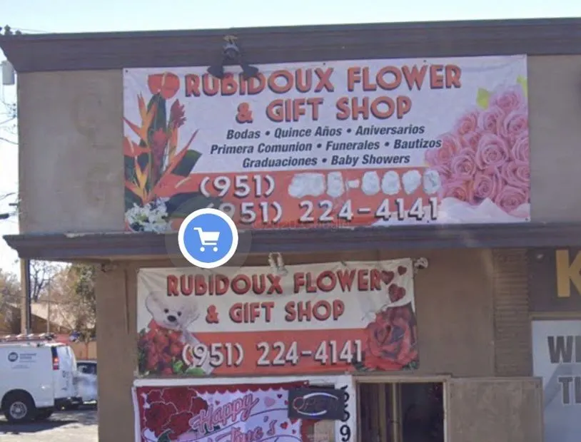 Rubidoux Flower & Gift Shop storefront sign on Mission Blvd